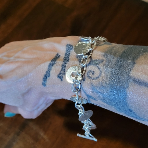 Silver-Tone Hammered Disc Charm Bracelet - Women Jewelry - Picture 3 of 3